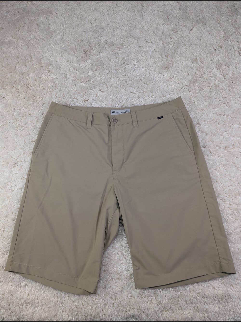 Travis Mathew Men's Tan Flat Front Stretch Shorts
